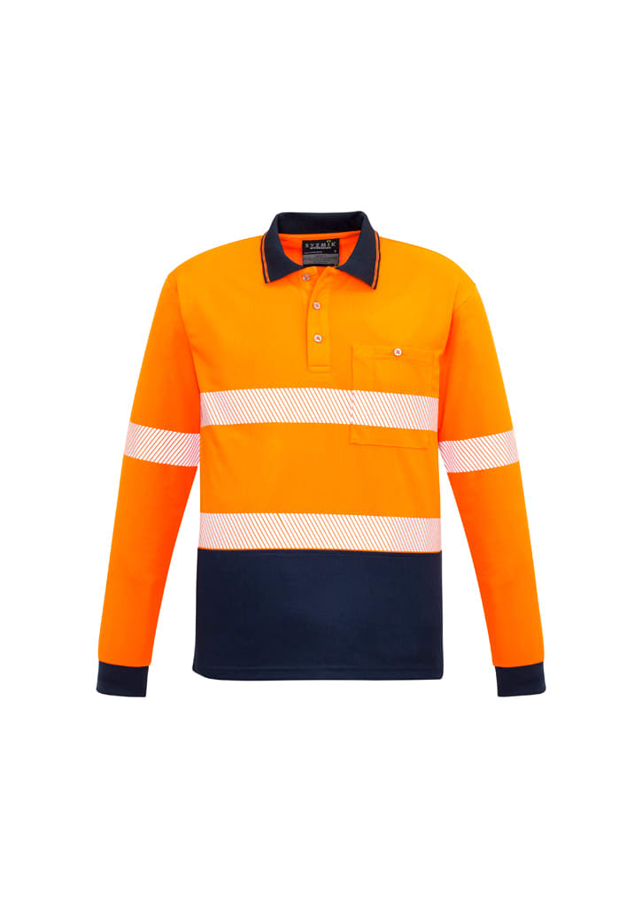 Unisex Hi Vis Segmented Tape Long Sleeve Polo - ZH530 Image Orange/Navy