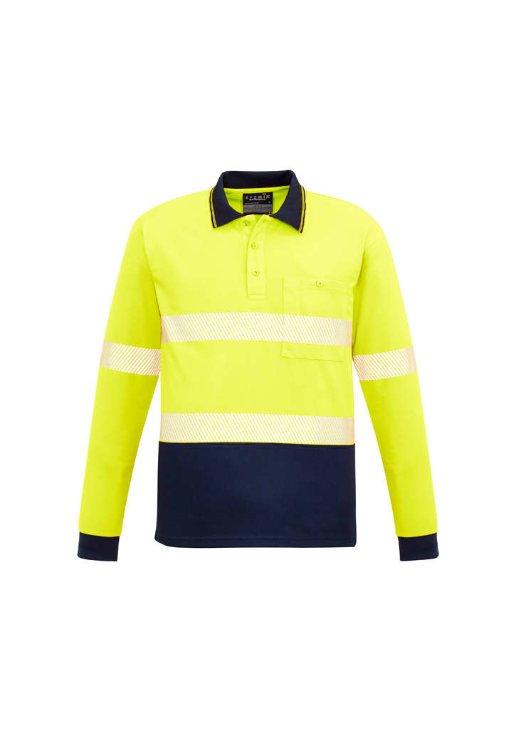 Unisex Hi Vis Segmented Tape Long Sleeve Polo - ZH530 Image Yellow/Navy