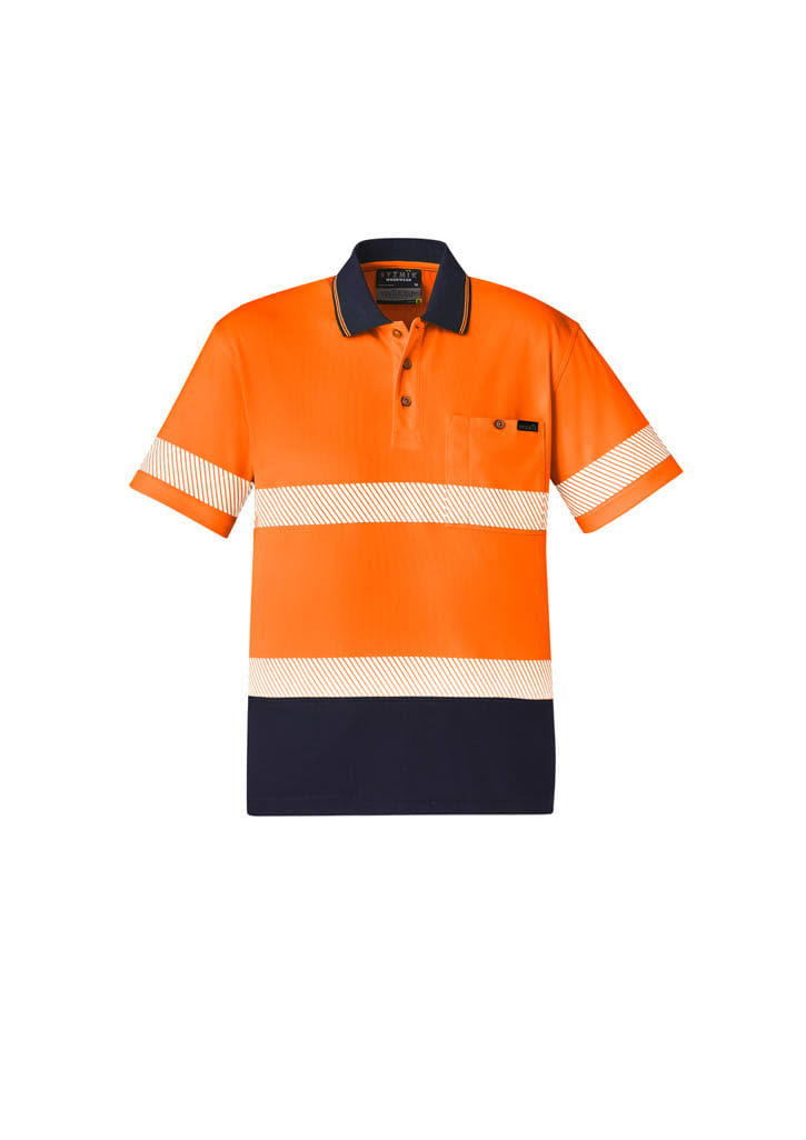 Unisex Hi Vis Segmented Tape Short Sleeve Polo - ZH535 Image Orange/Navy