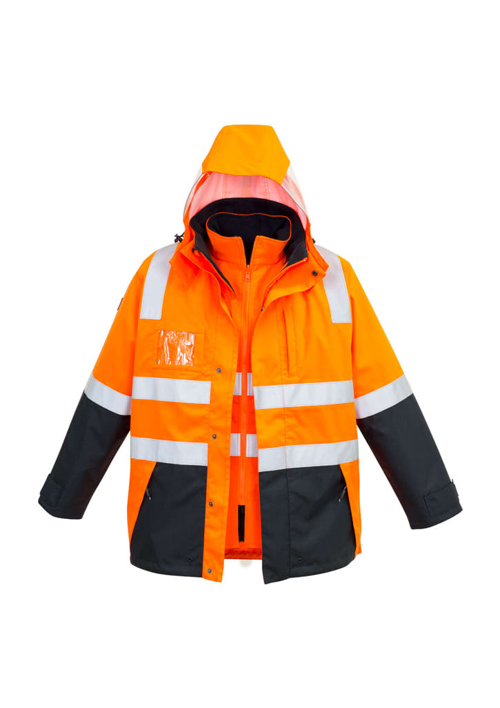 Mens Hi Vis 4 In 1 Waterproof Jacket - ZJ532 Image Orange/Navy