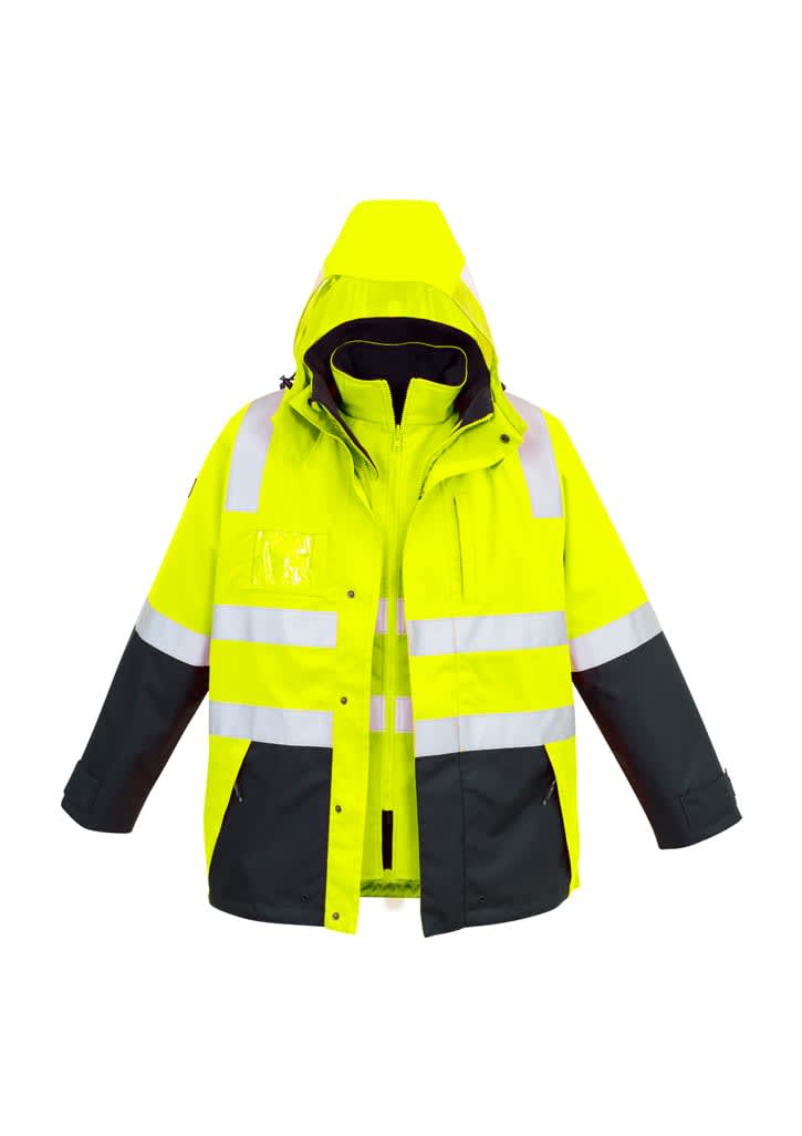 Mens Hi Vis 4 In 1 Waterproof Jacket - ZJ532 Image Yellow/Navy