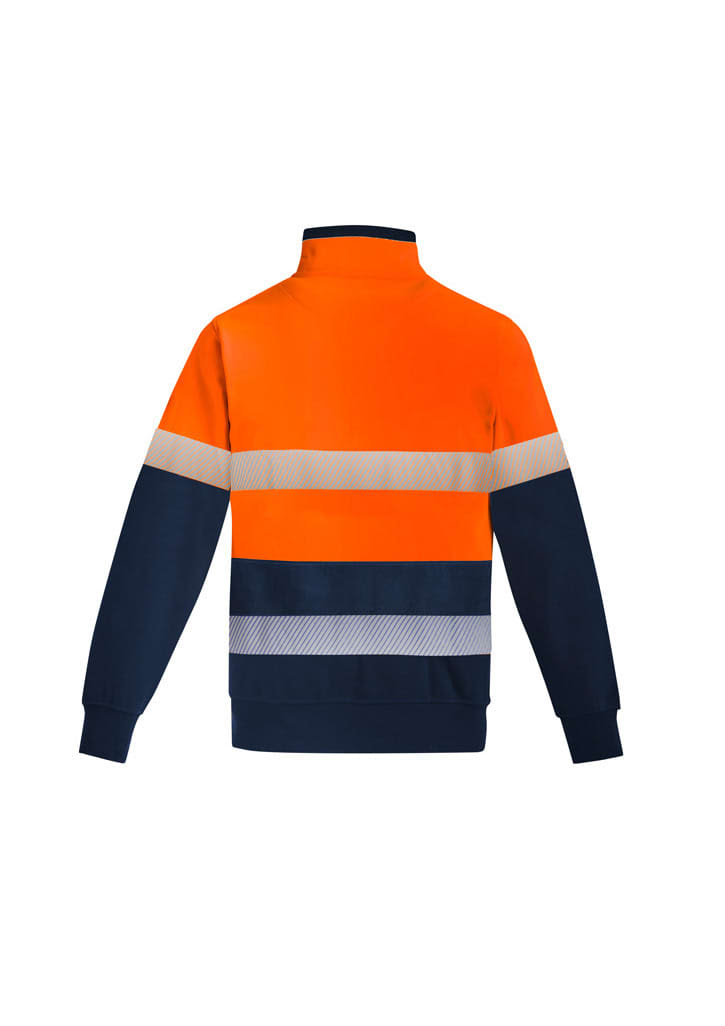Mens Orange Flame Hi Vis 1/4 Zip Brushed Fleece Pullover - Hoop Taped - ZT150 Image