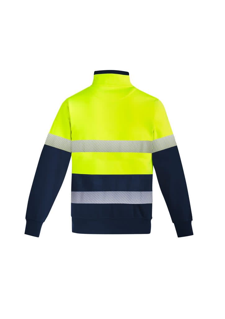 Mens Orange Flame Hi Vis 1/4 Zip Brushed Fleece Pullover - Hoop Taped - ZT150 Image