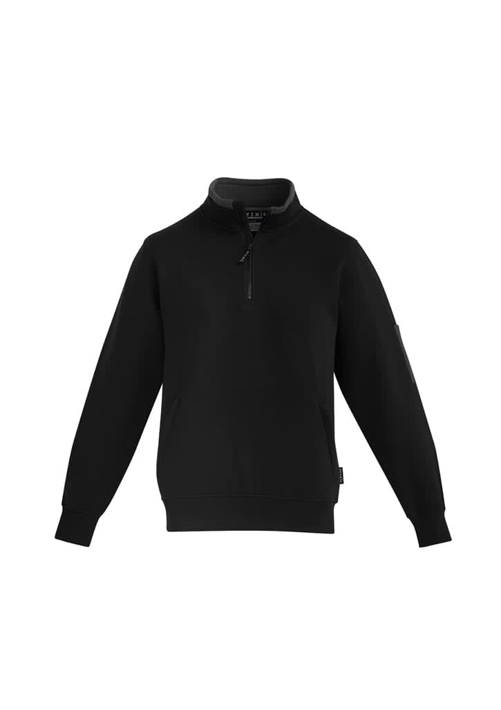 Unisex 1/4 Zip Brushed Fleece Pullover - ZT366 Image Black/Charcoal