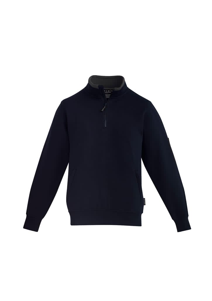 Unisex 1/4 Zip Brushed Fleece Pullover - ZT366 Image Navy/Charcoal