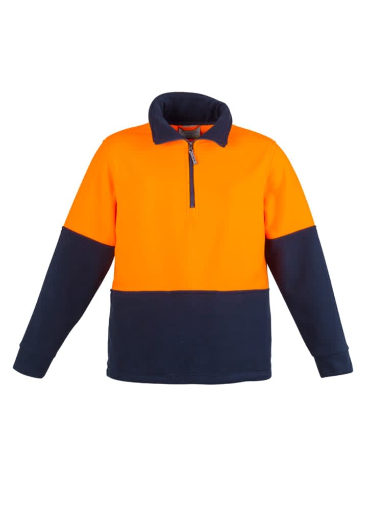 Unisex Hi Vis 1/2 Zip Polar Fleece Pullover - ZT460 Image Orange/Navy