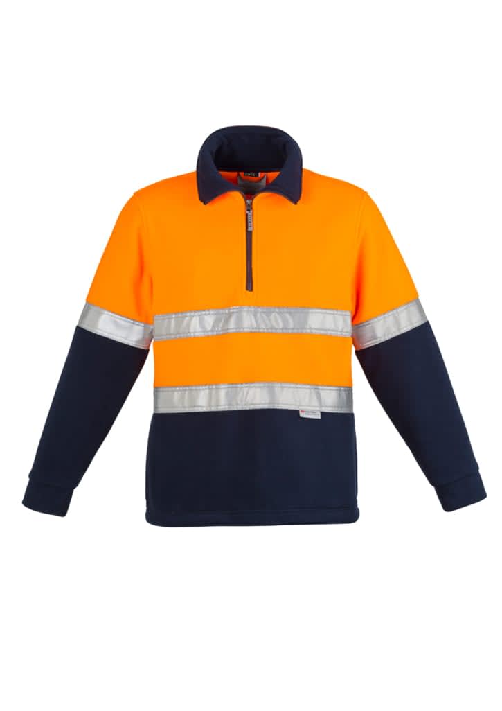 Unisex Hi Vis Polar Fleece Pullover - Hoop Taped - ZT461 Image Orange/Navy