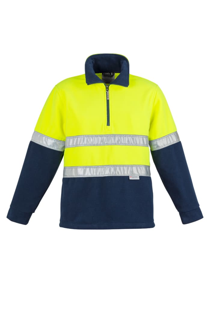 Hi Vis Polar Fleece Jumper - Hoop Taped - ZT461B Image Yellow/Navy
