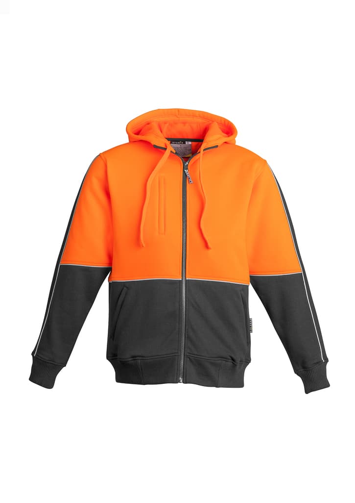 Mens Hi Vis Full Zip Hoodie - ZT464 Image Orange/Charcoal