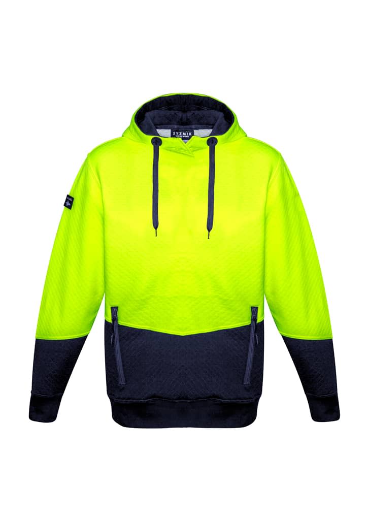 Unisex Hi Vis Textured Jacquard Hoodie - ZT477 Image Yellow/Navy