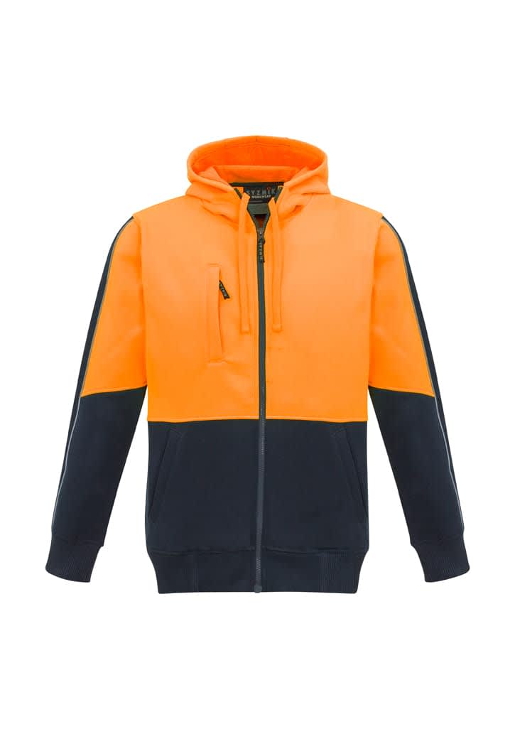 Unisex Hi Vis Full Zip Hoodie - ZT480 Image Orange/Navy