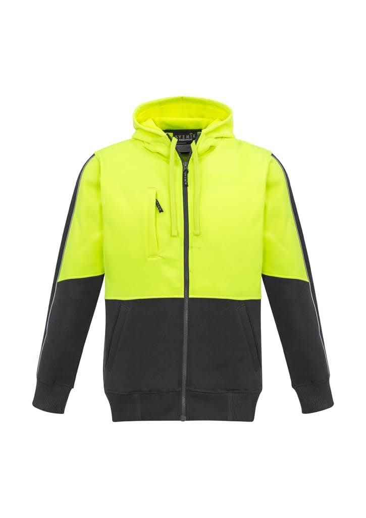 Unisex Hi Vis Full Zip Hoodie - ZT480 Image Yellow/Charcoal