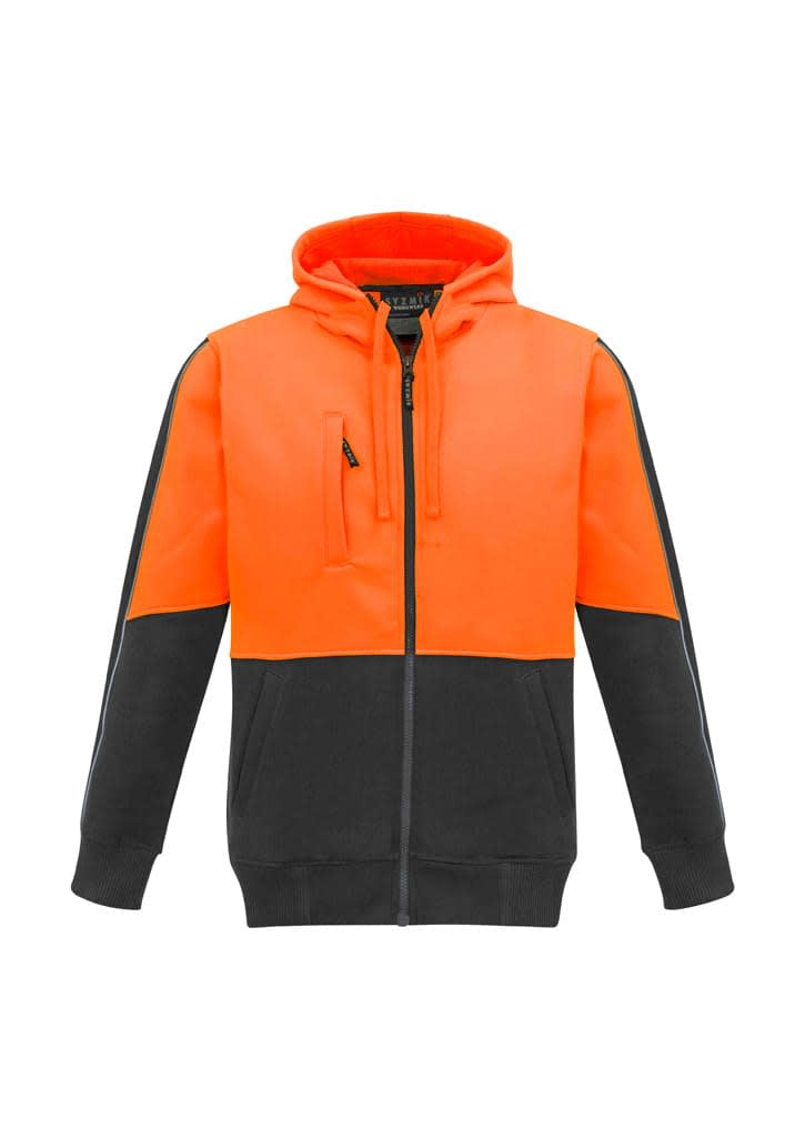 Unisex Hi Vis Full Zip Hoodie - ZT485 Image Orange/Charcoal