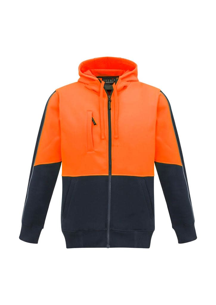 Unisex Hi Vis Full Zip Hoodie - ZT485 Image Orange/Navy