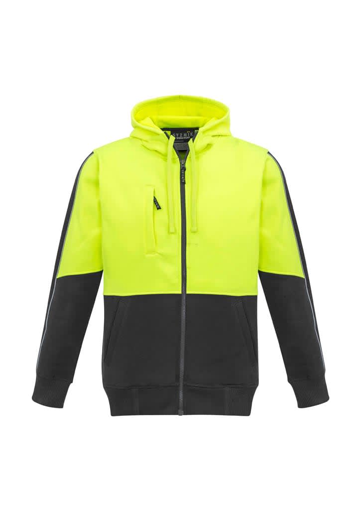 Unisex Hi Vis Full Zip Hoodie - ZT485 Image Yellow/Charcoal