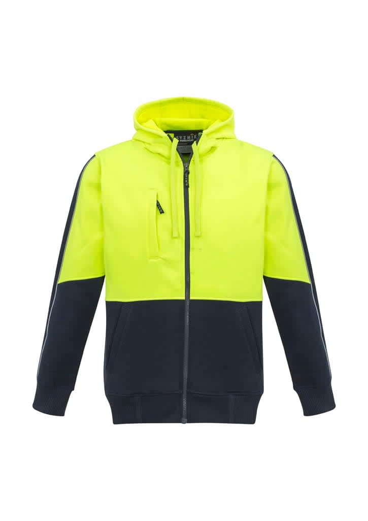 Unisex Hi Vis Full Zip Hoodie - ZT485 Image Yellow/Navy