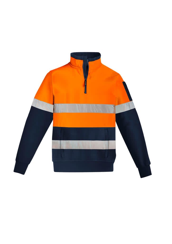 Unisex Hi Vis 1/4 Zip Pullover - Hoop Taped - ZT567 Image Orange/Navy