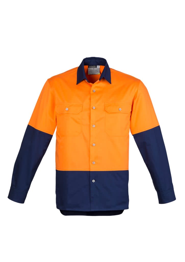 Mens Industrial Long Sleeve Shirt - ZW122 Image Orange/Navy