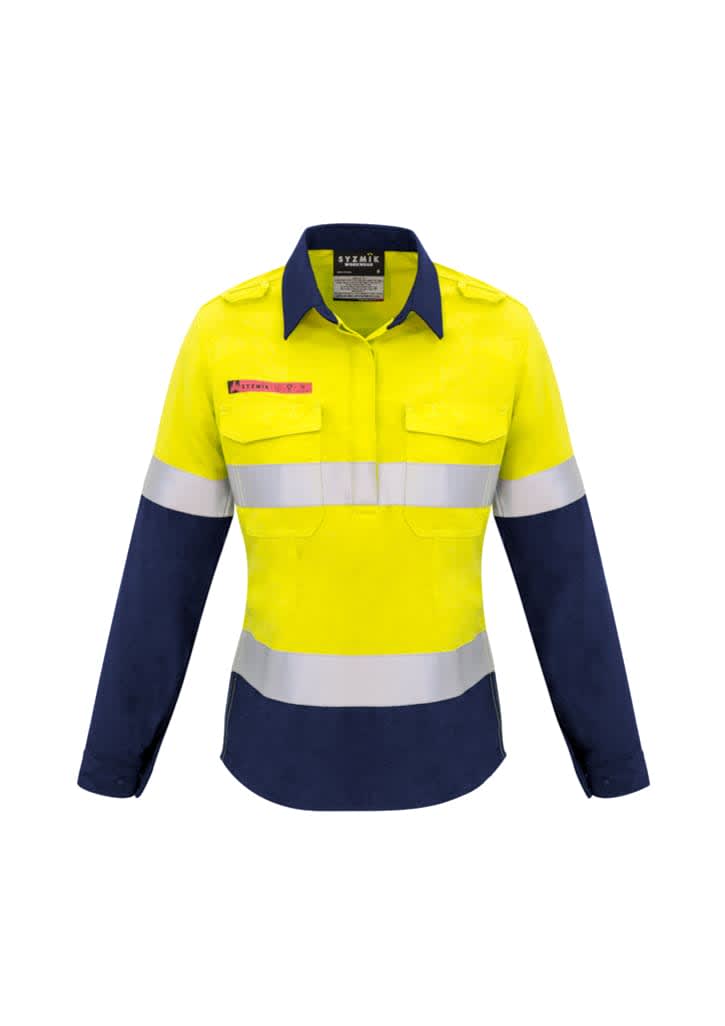 Womens FR Closed Front Hooped Taped Spliced Shirt - ZW131 Image Yellow/Navy