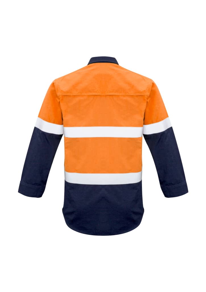 Mens Red Flame Hi Vis Shirt - Hoop Taped - ZW132 Image 