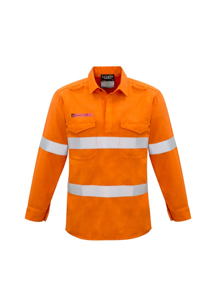 Mens FR Closed Front Hooped Taped Shirt - ZW134 Image Orange