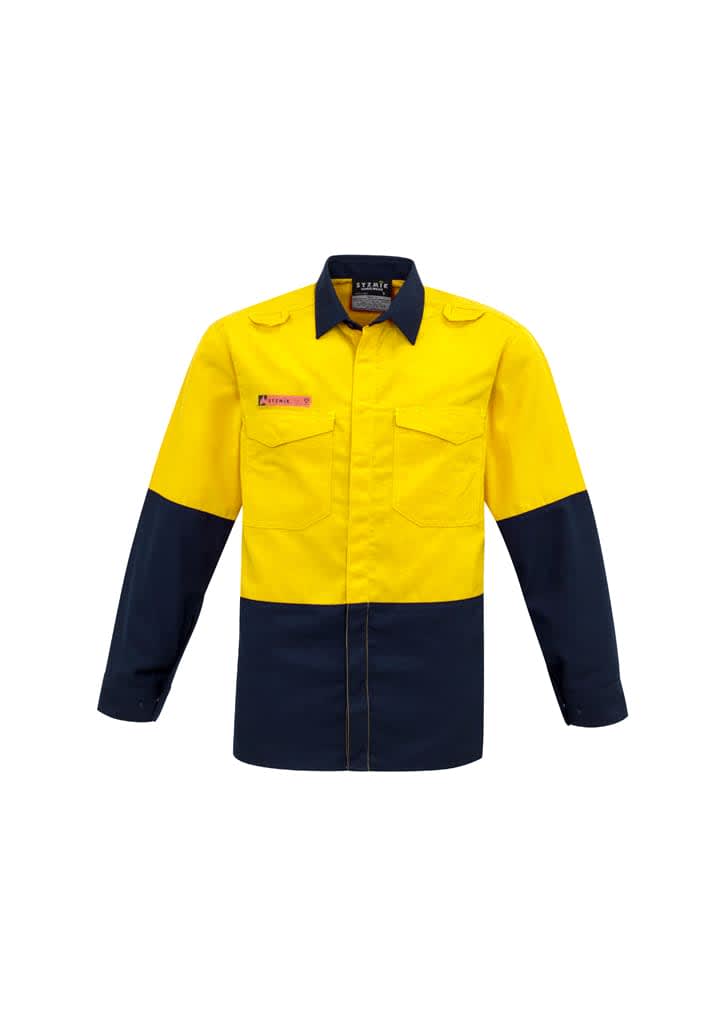 Mens Hi Vis Spliced Shirt - ZW138 Image Yellow/Navy