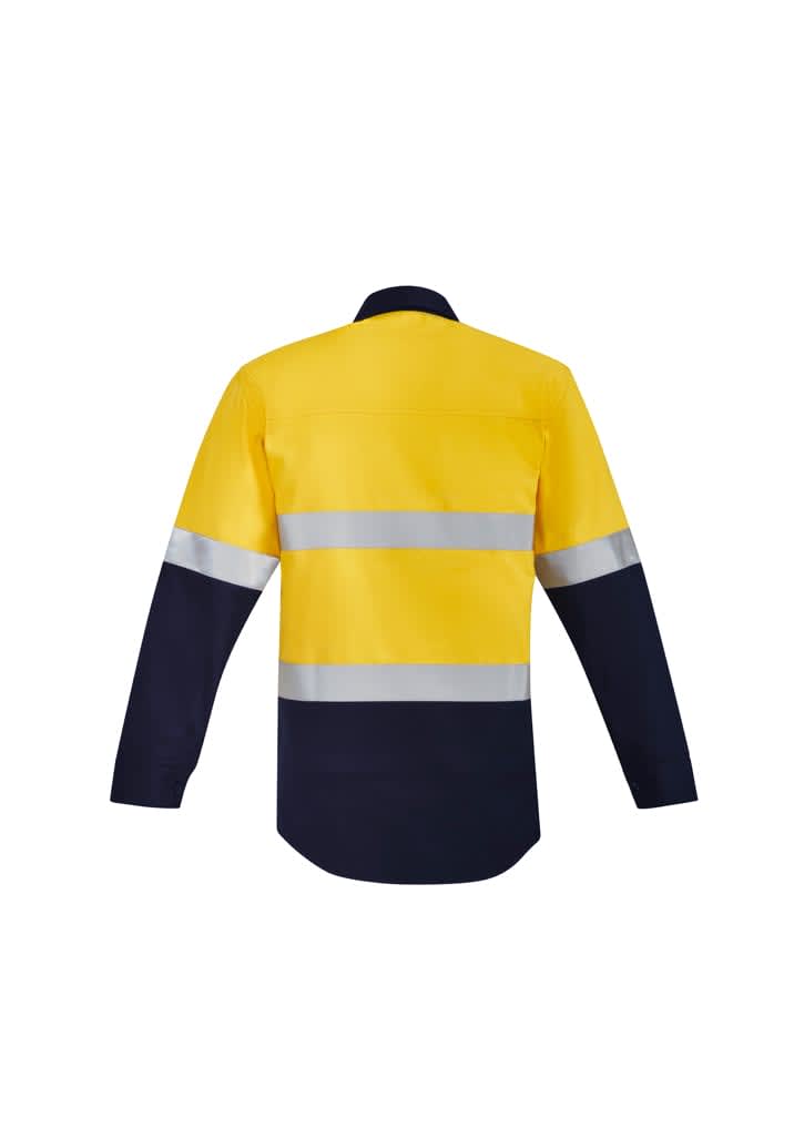 Mens Orange Flame Hi Vis Open Front Spliced Shirt - Hoop Taped - ZW140 Image 