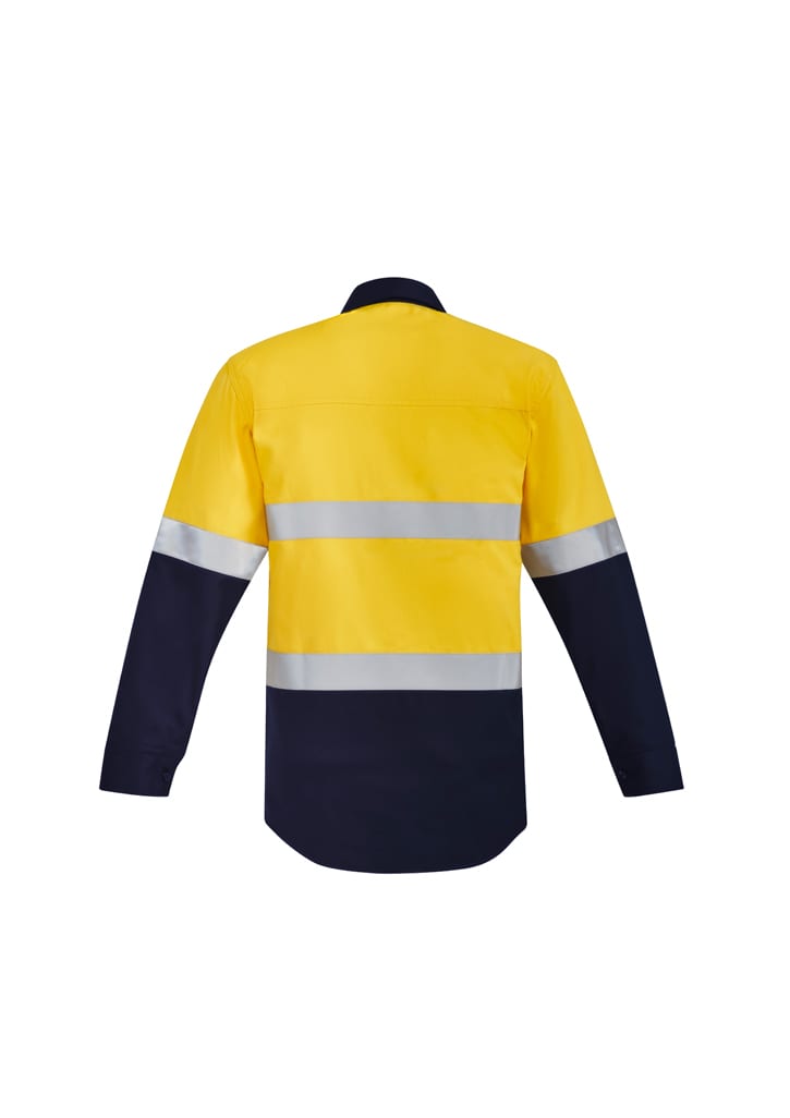 Mens Orange Flame Hi Vis Closed Front Shirt - Hoop Taped - ZW143 Image 
