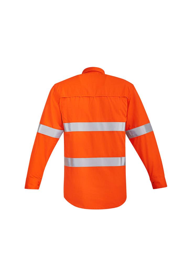 Mens Orange Flame Hi Vis Open Front Shirt - Hoop Taped - ZW145 Image