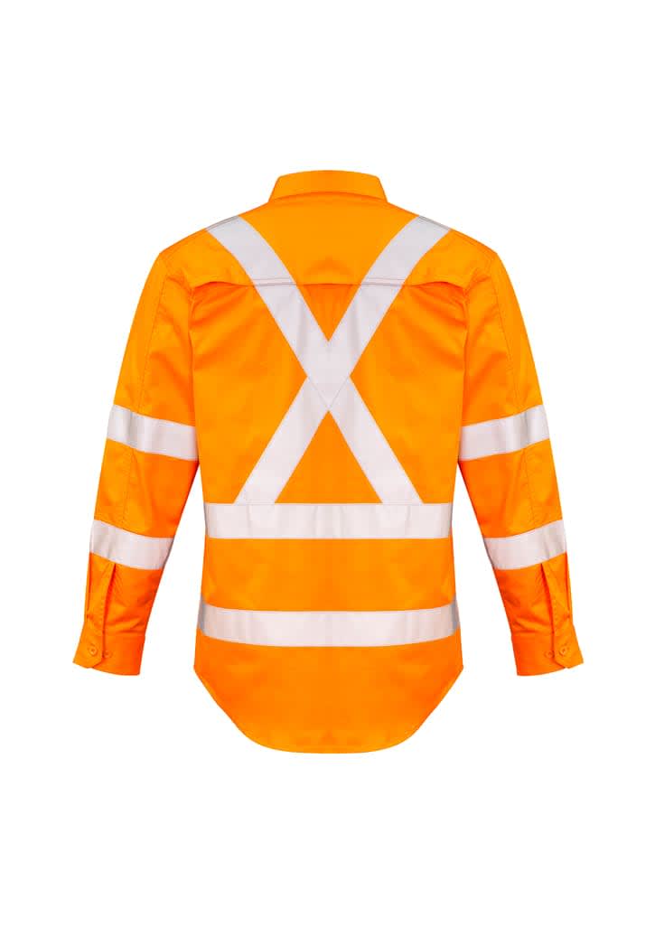 Mens Hi Vis X Back Taped Long Sleeve Shirt - ZW690 Image 