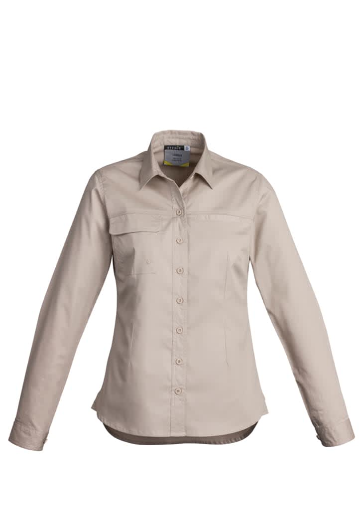 Womens Lightweight Tradie Long Sleeve Shirt - ZWL121 Image Sand
