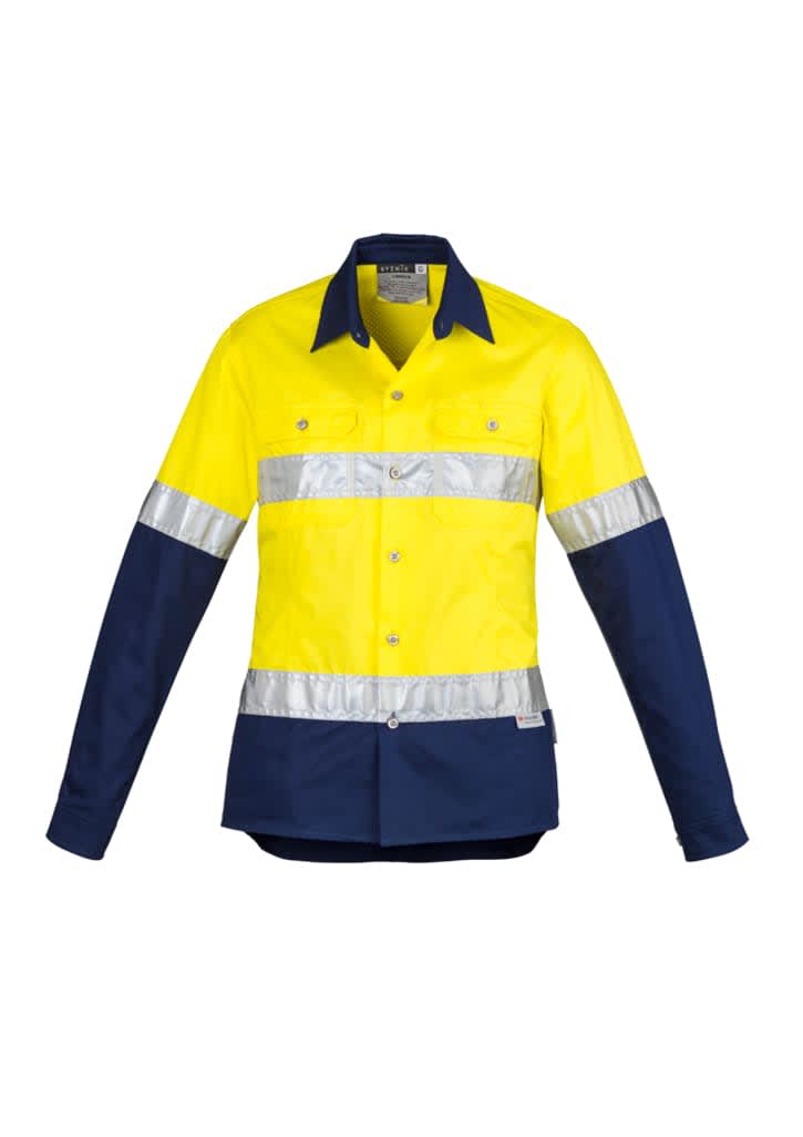 Womens Industrial Long Sleeve Shirt - Hoop Taped - ZWL123 Image Yellow/Navy