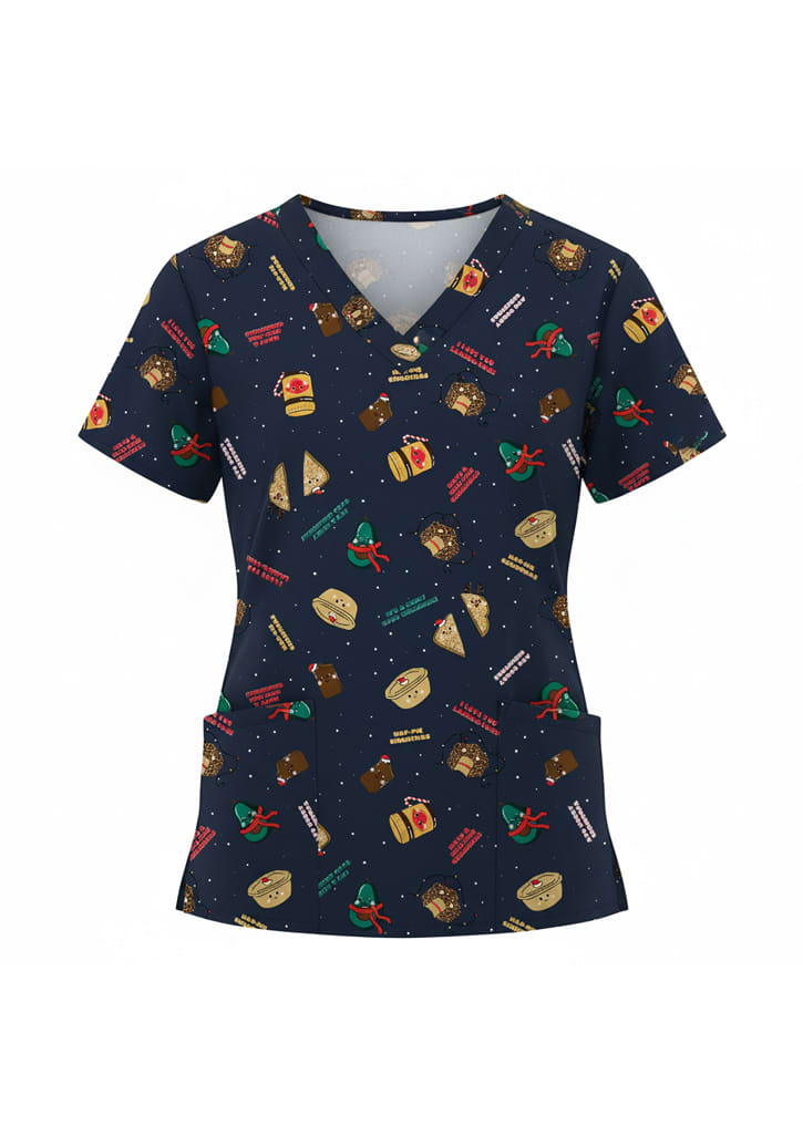 Womens Christmas Scrub Top FA-C602W
