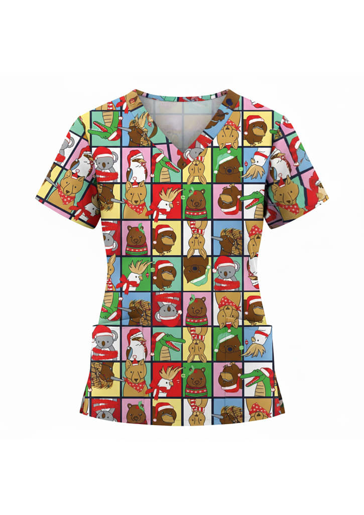 Womens Christmas Scrub Top FA-C602W