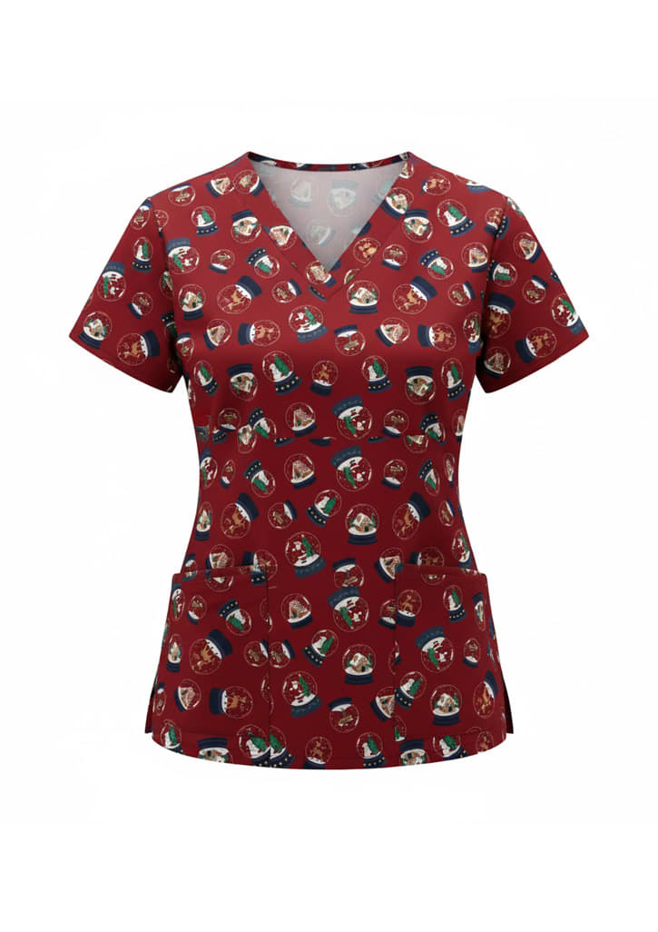 Womens Christmas Scrub Top FA-C602W