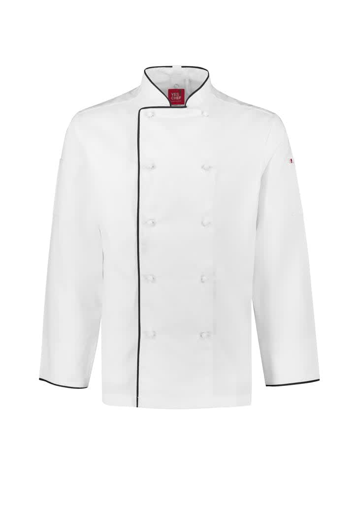 Mens Al Dente Long Sleeve Chef Jacket - CH230ML Image White/Black