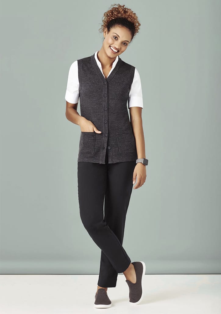 Womens Button Front Knit Vest - CK961LV Image Charcoal