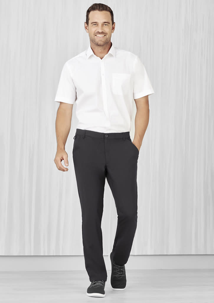 Mens Comfort Waist Flat Front Pant - CL958ML Image Charcoal