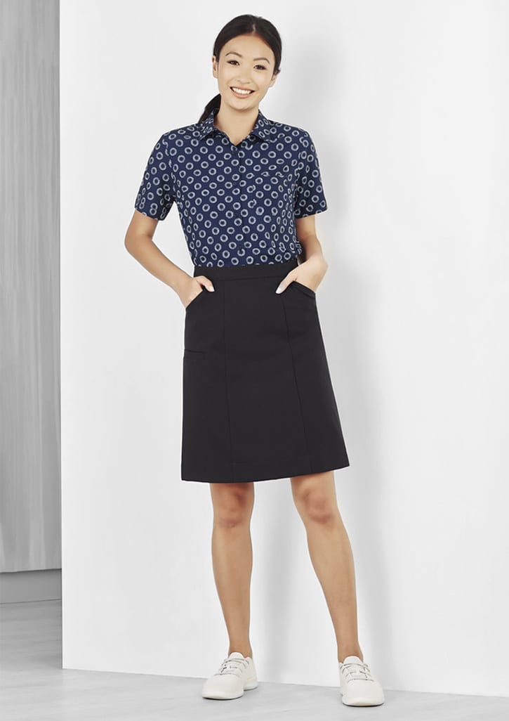 Womens Florence Daisy Print Short Sleeve Shirt - CS948LS Image Navy