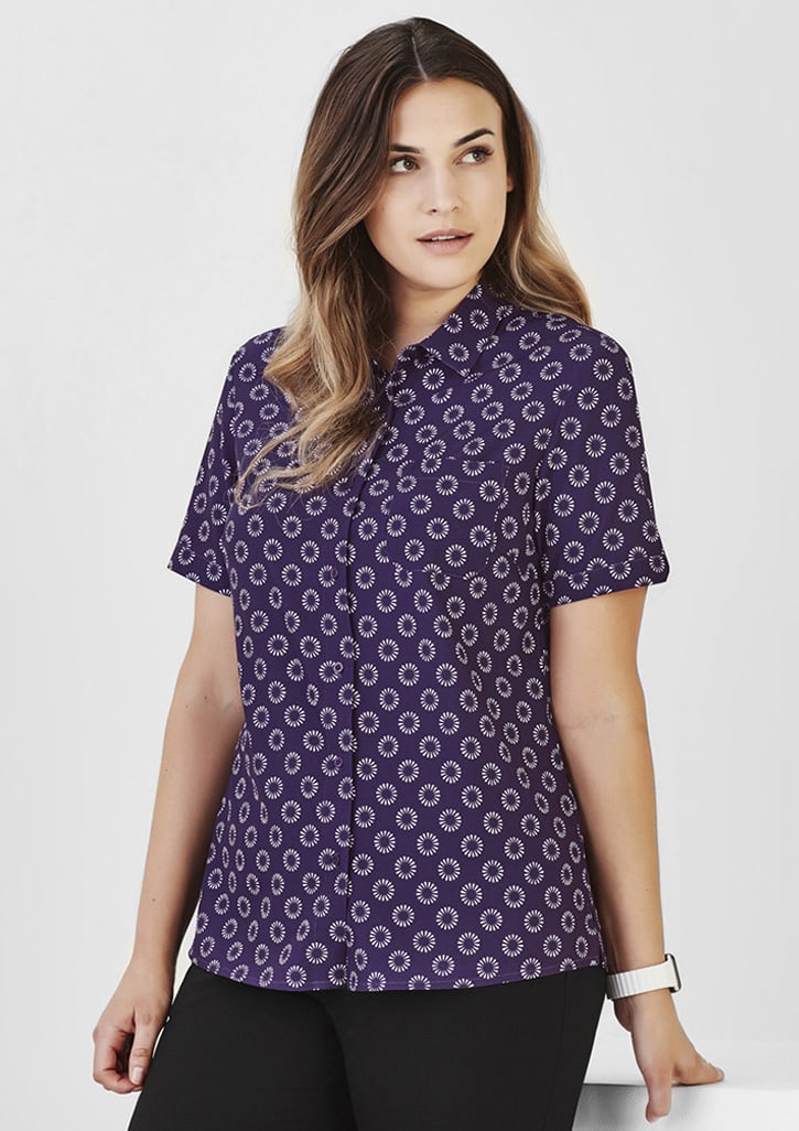 Womens Florence Daisy Print Short Sleeve Shirt - CS948LS Image Purple