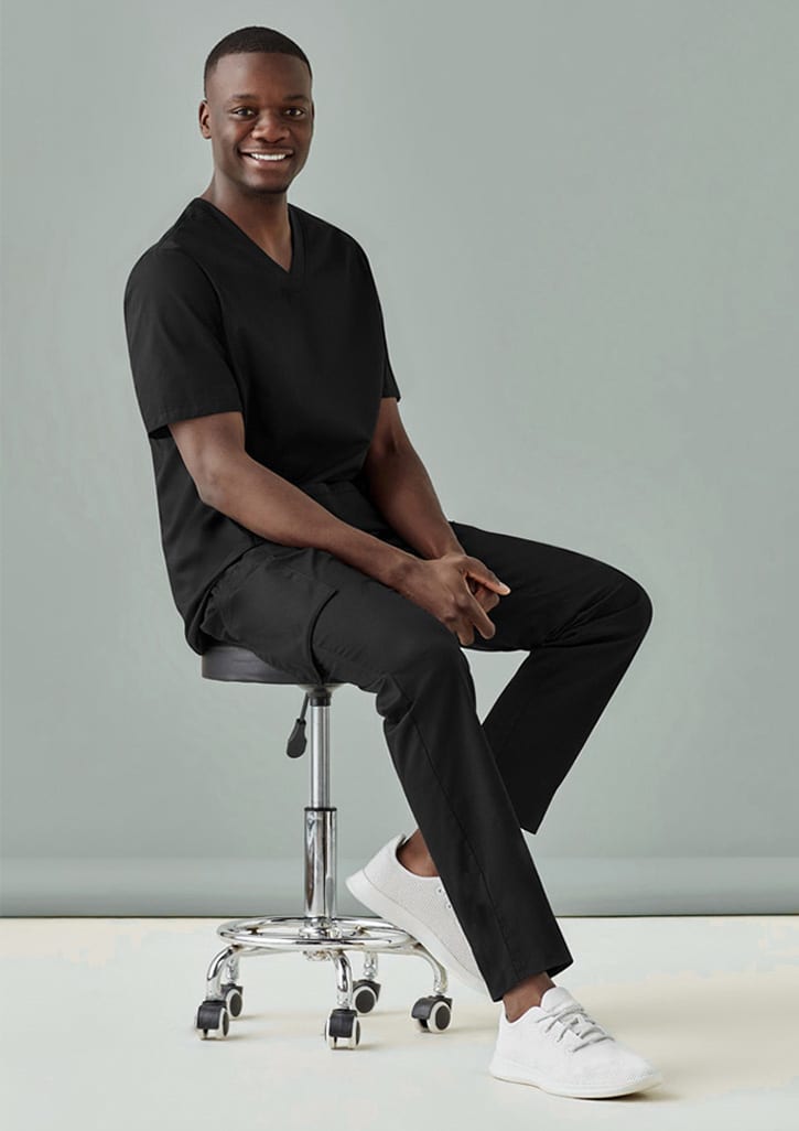 Mens Riley Straight Leg Scrub Pant - CSP047ML Image Black