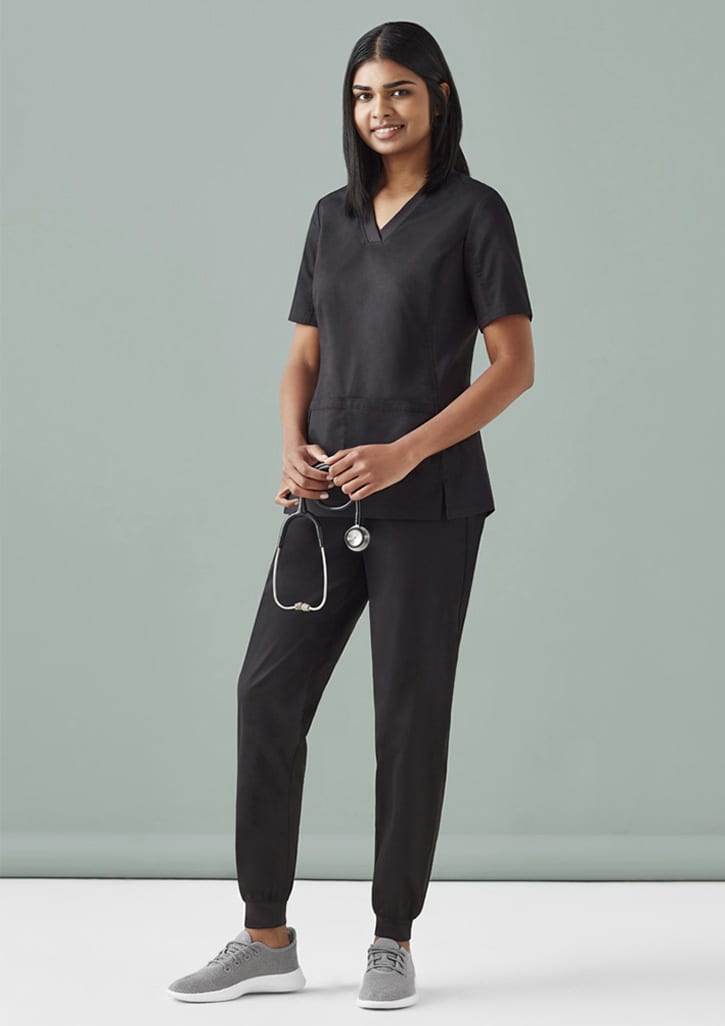 Womens Riley Stretch Scrub Top - CST043LS Image Black