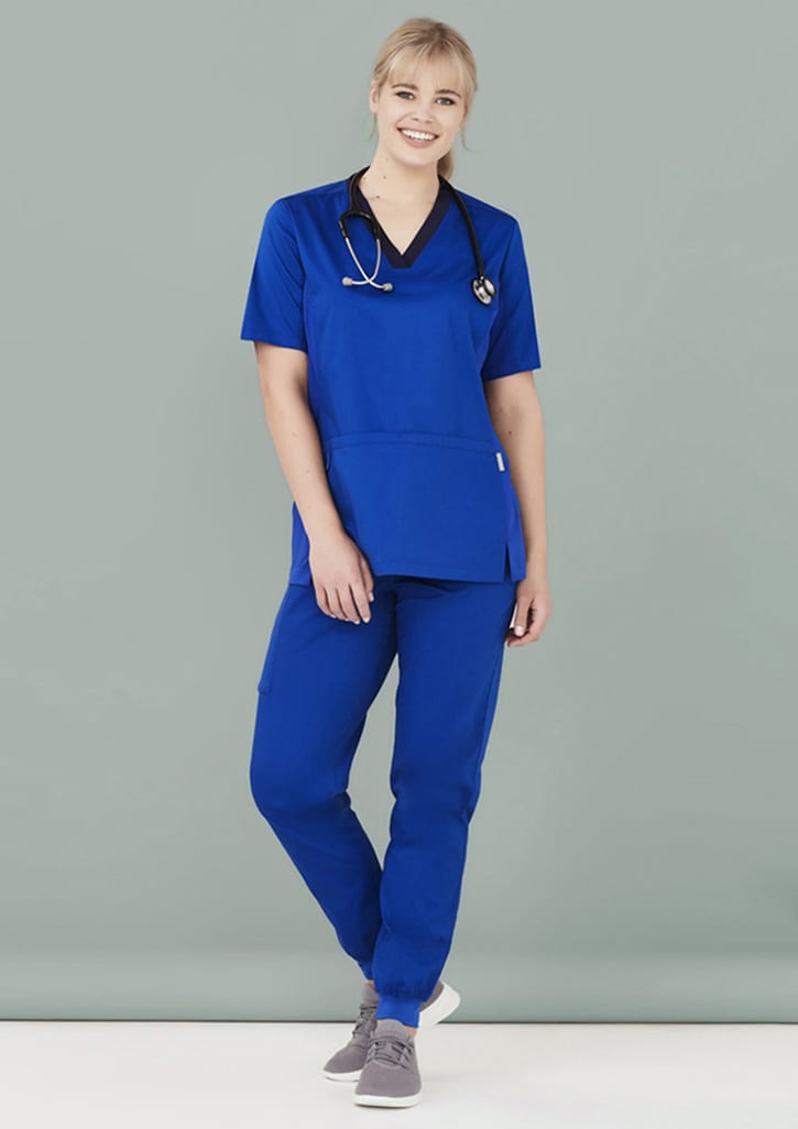 Womens Riley Stretch Scrub Top - CST043LS Image Electric Blue