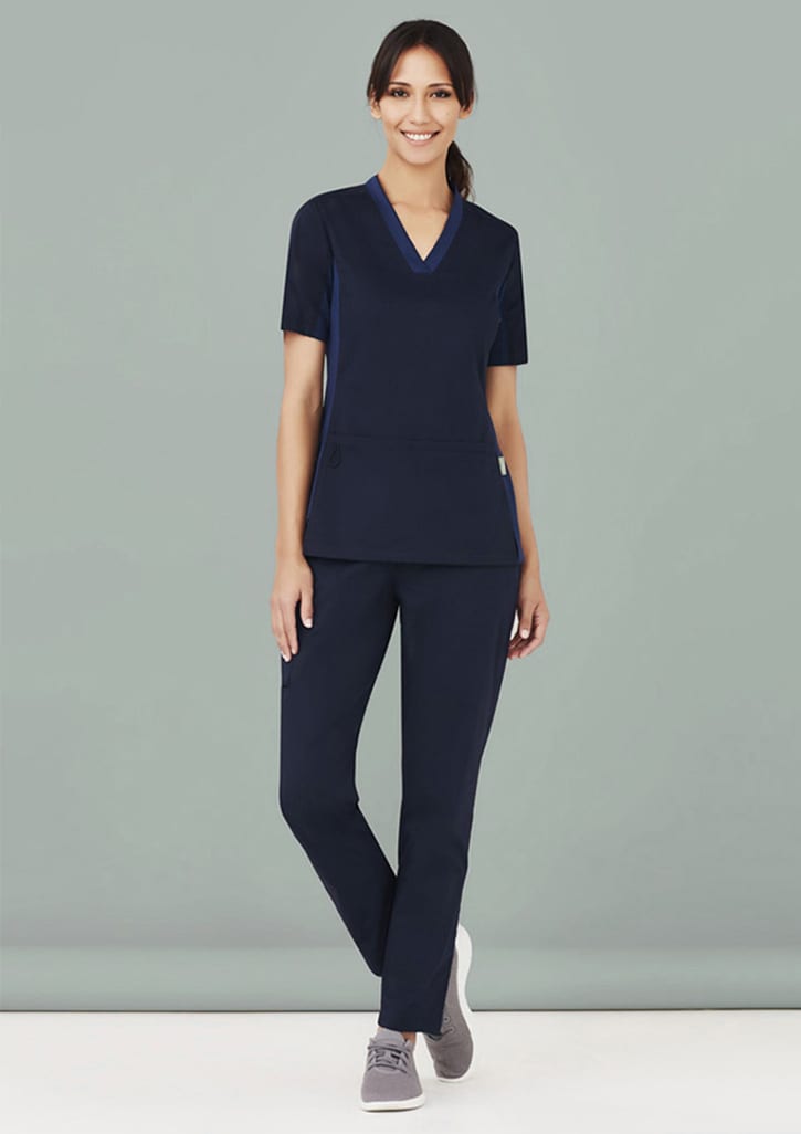 Womens Riley Stretch Scrub Top - CST043LS Image Midnight Navy