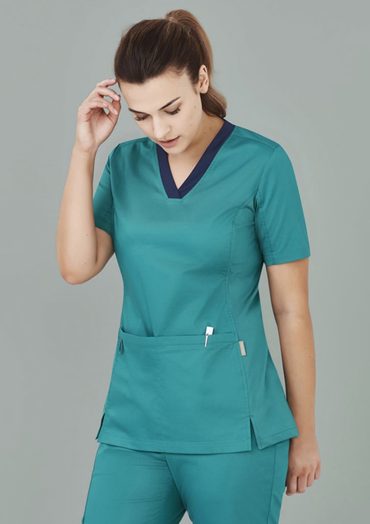 Womens Riley Stretch Scrub Top - CST043LS Image Teal