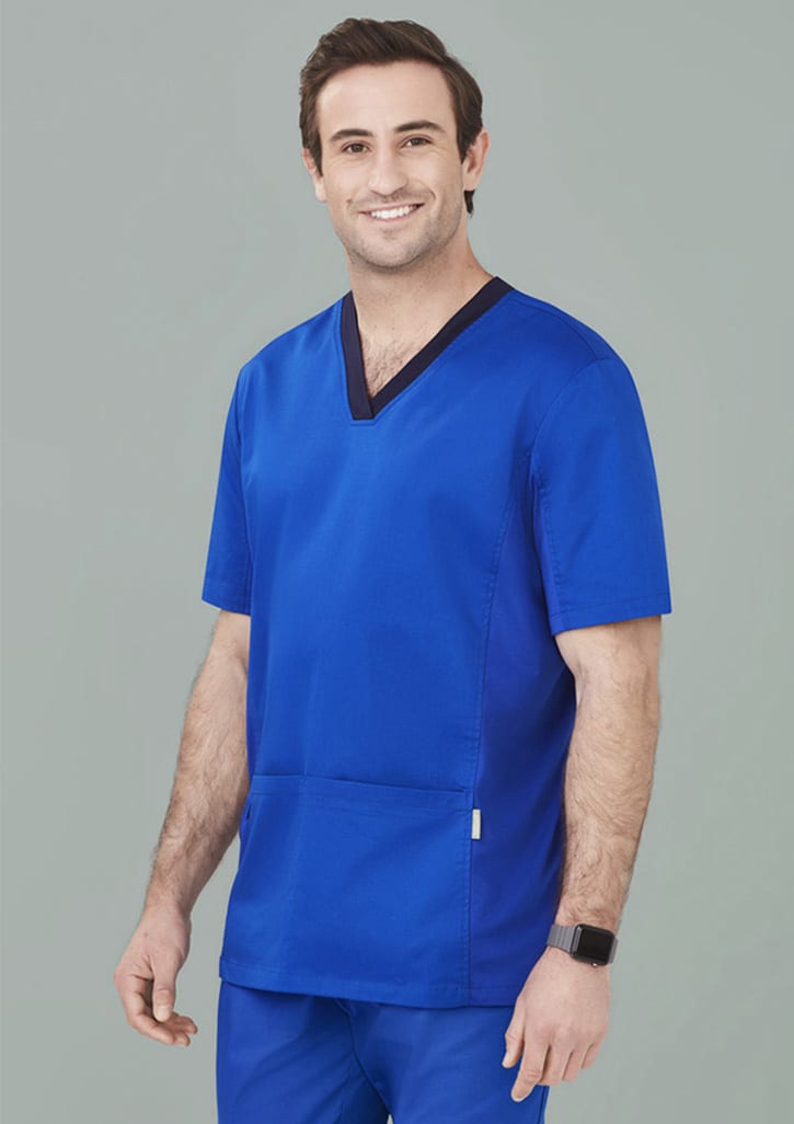 Mens Riley Stretch Scrub Top - CST043MS Image Electric Blue
