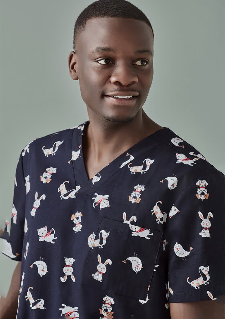 Mens Printed Best Friends Scrub Top - CST147MS Image
