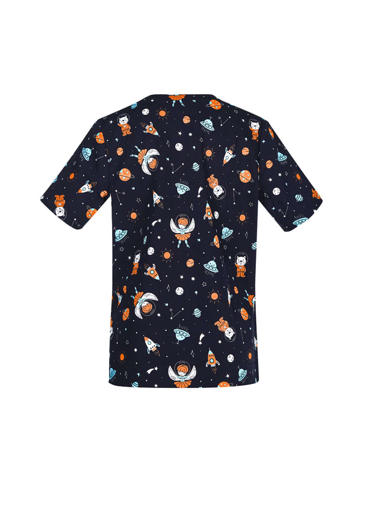 Womens Printed Space Party Scrub Top - CST148LS Image