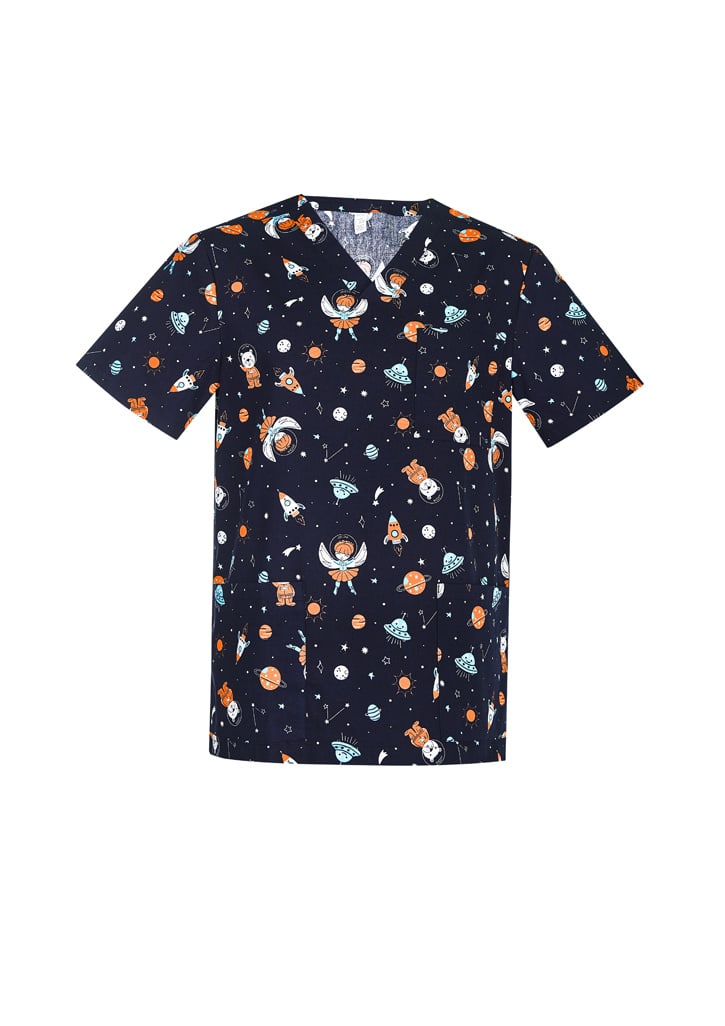 Mens Printed Space Party Scrub Top - CST148MS Image