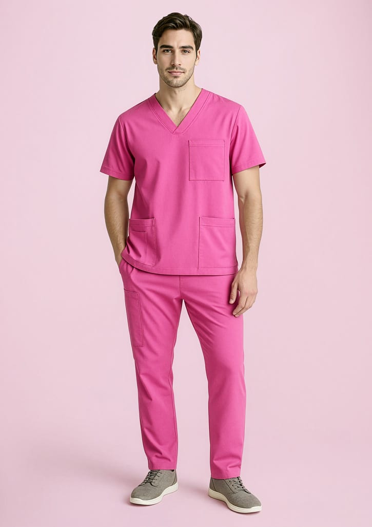 Unisex Pink V-Neck Scrub Top FA-CST250US